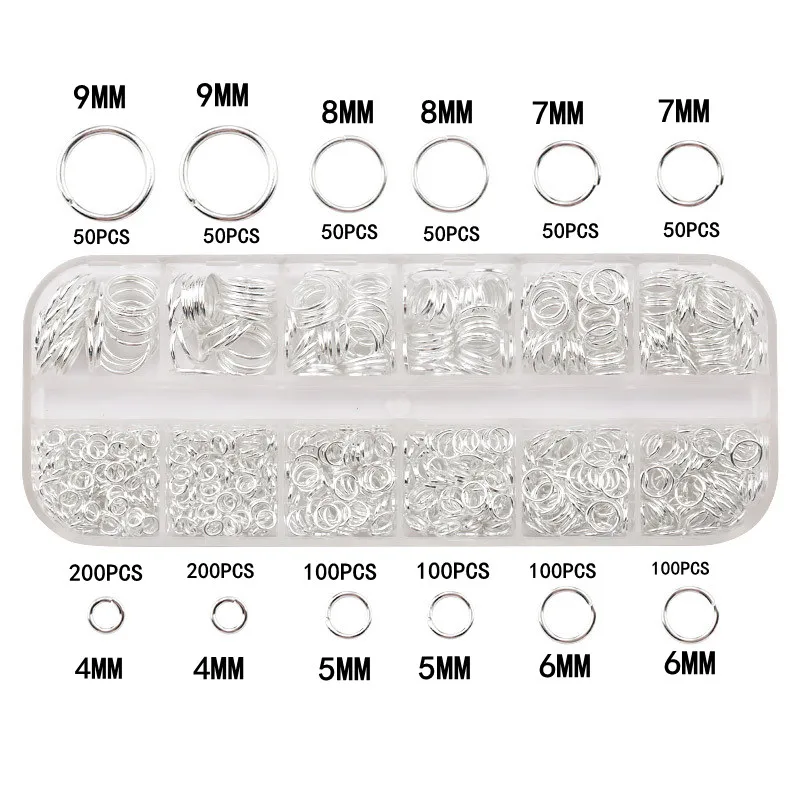 1100pcs Iron Material Flat Open Jump Rings 4-9mm Jewelry Accessory Materials image 6