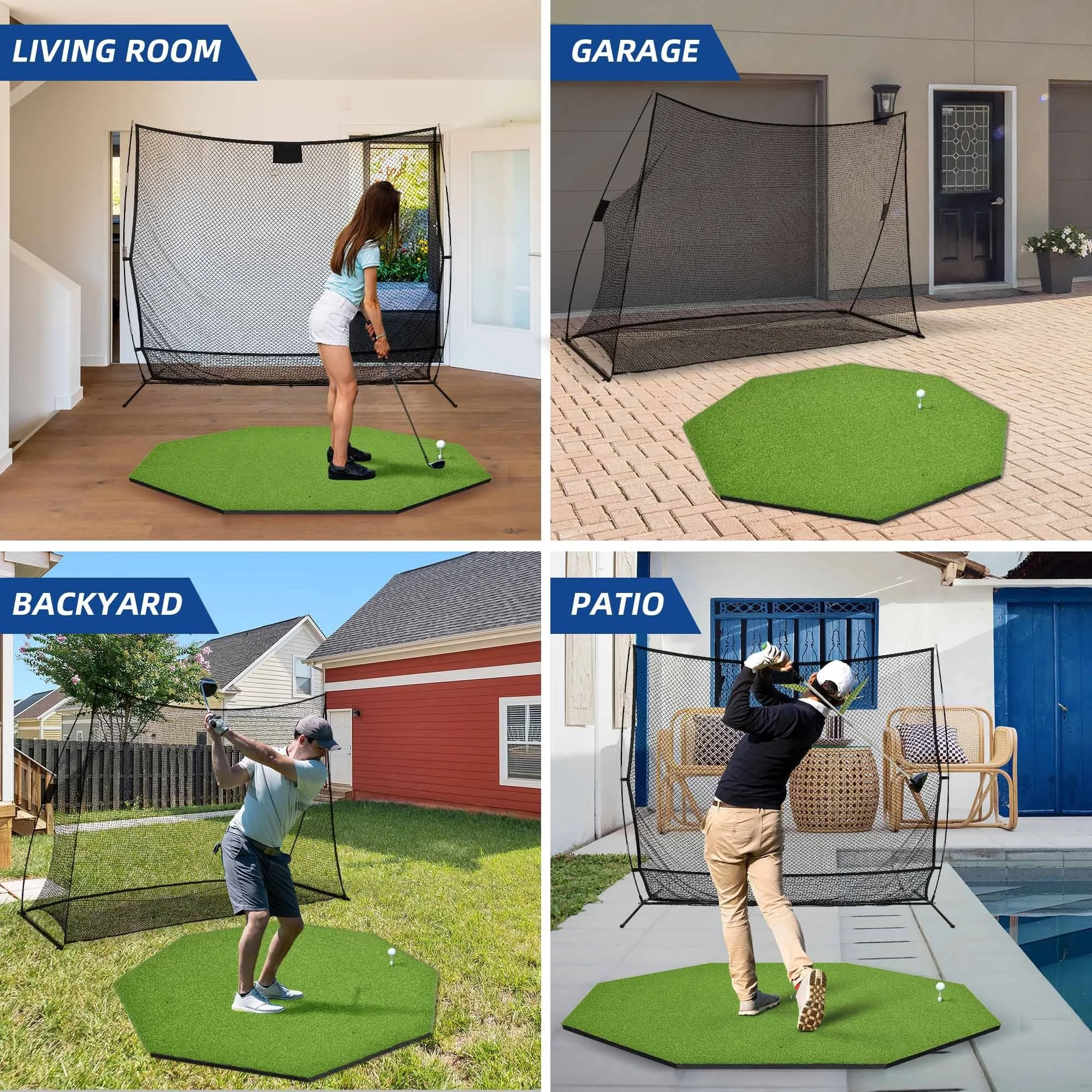 

5x5ft octagon Golf Hitting Mat, Thickened 27mm， Artificial Turf Golf Practice Mats for Indoor Outdoor Backyard
