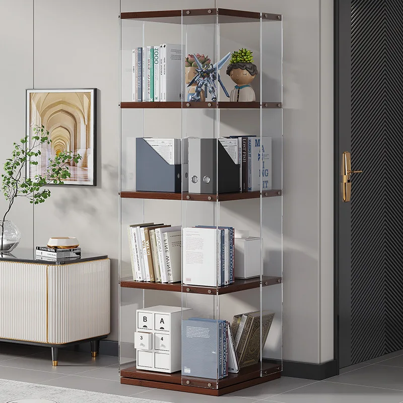 Household floor-to-ceiling rotating bookshelf 360-degree children's bookcase student shelf living room