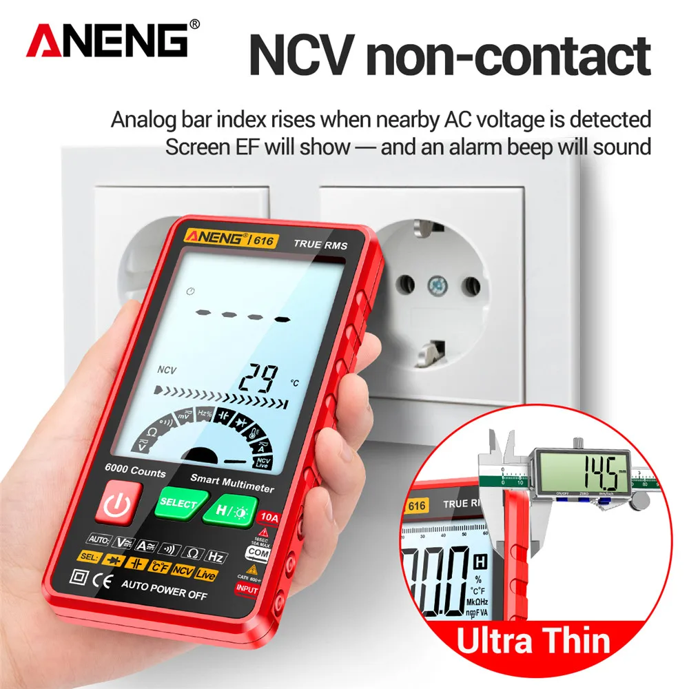 

Новый полностью автоматический многофункциональный мультиметр 616, высокоточный цифровой мультиметр, конденсатор, электрический инструмент с защитой от ожогов