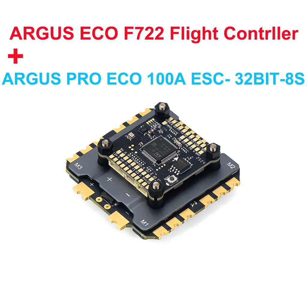 

Axisflying 8S ARGUS PRO ECO 80A 100A ESC F722 Сток с термораззивающими алюминиевыми деталями, 8 бит/32 бит для 15-дюймового FPV-дрона