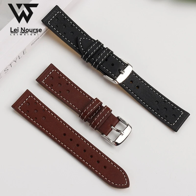 Breathable watch strap for Breitling Top Time series Deus/B01 Cowhide Bracelet Italian Calfskin 20mm Watchband Black Brown