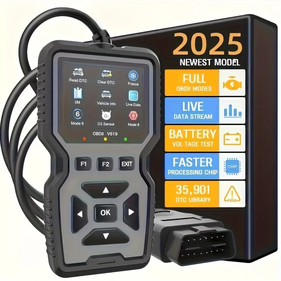 자동차 고장 진단 테스터 V519 OBD 코드 리더, 오류 코드 삭제용 OBD2 스캐너, 차량 정비 장비, 자동차 문제 해결, 휴대용 스캐너, 핸드헬드 장치, 내구성이 뛰어난 견고한 제품, 고품질 부품, 진단 도구, 자동차 애호가, 전문 기술자용