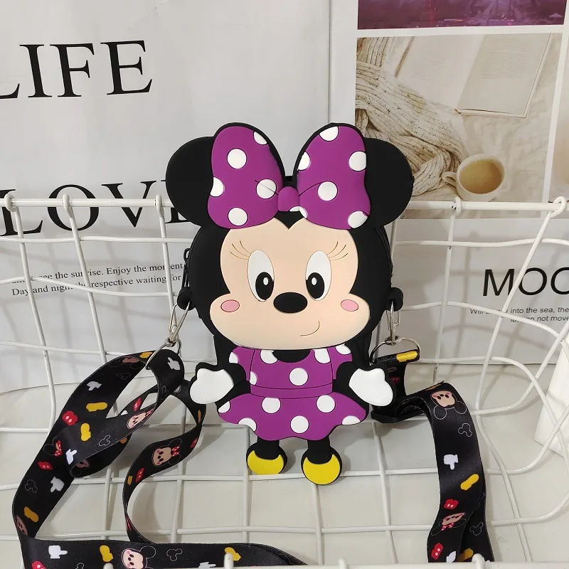 Kawaii Disney Anime Shoulder Bag Cute Minnie Mouse Cartoon Change Storage Bag Fashionable and Versatile Shoulder Bag Kids Gifts