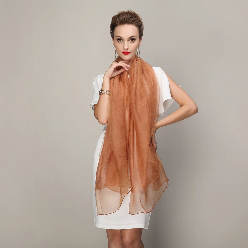 BYSIFA-bufanda larga de lana de seda gris para mujer, accesorios de moda de 190x72cm, bufandas de lana para otoño e invierno, nueva marca