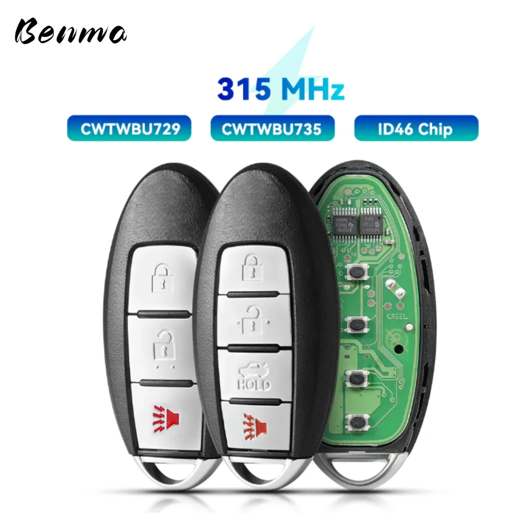 

Benma- For Nissan Key Control Tiida Teana Altima Maxima Armada Xtrail Pathfinder Rogue Versa ID46 315MHz CWTWBU729 /CWTWBU735