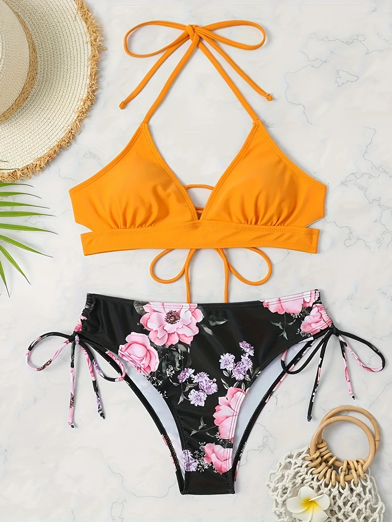 

Sexy Floral High Waist Bikini 2024 Women Swimsuit Female Swimwear Lace Up Bikinis Set Brazilian Beach Wear Bathing Suit Biquini