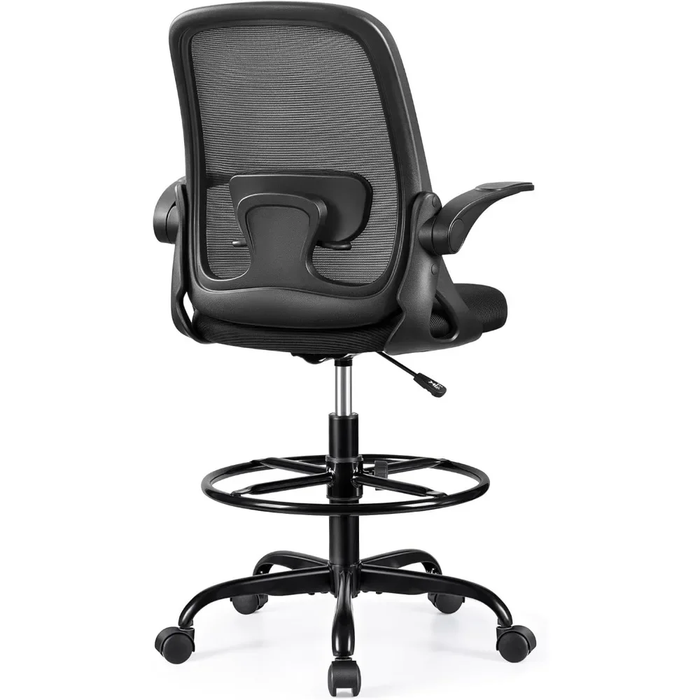 XMSJ Drafting Chair Tall Office Chair Ergonomic Desk Chairs with Lumbar Support and Flip-up Armrests Gaming Chairs for Pc Gamer