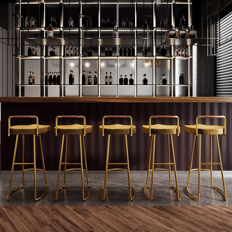 Sedie da bar moderne e semplici per il tempo libero in legno massello, sedie da pranzo per famiglie nordiche, sedie da reception, sgabelli alti per caffè e tè al latte