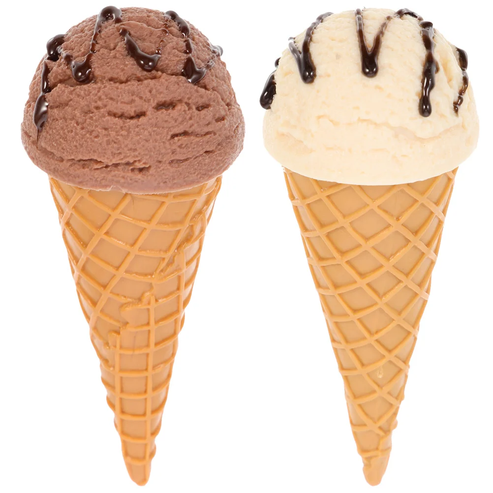 

2 Pcs Simulation Ice Cream Interesting Children Toy Model Small Decor Simulated Photoing Mini