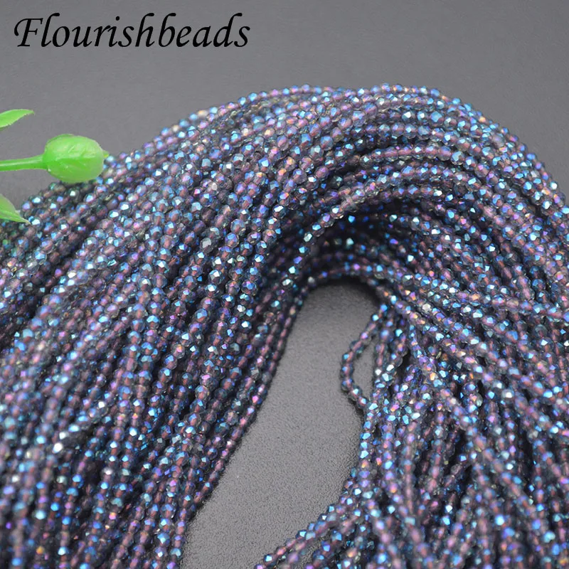 Wholesale Multi Color 2mm Faceted Glass Crystal Quartz Round Beads for Jewelry Making DIY Bracelet Necklace 100strand/lot