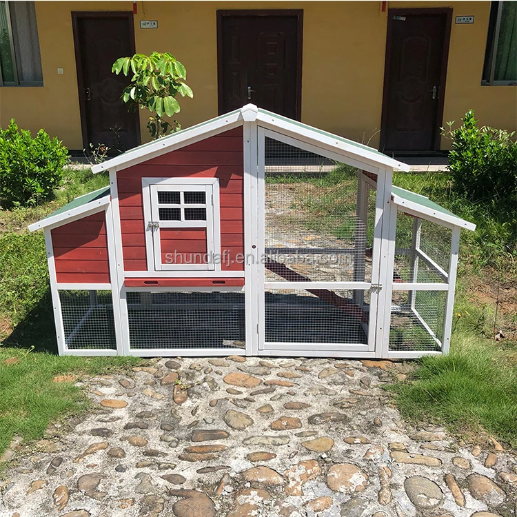 SDC038-01 Casita de madera para gallinero con 2 cajas para anidar pollos, jaula para aves de corral, conejero para patio trasero al aire libre
