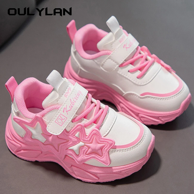 

Girls Sports Shoes Spring Breathable Fashionable Sneakers Children Student Leather Small White Shoes PVC Casual Trendy Shoe