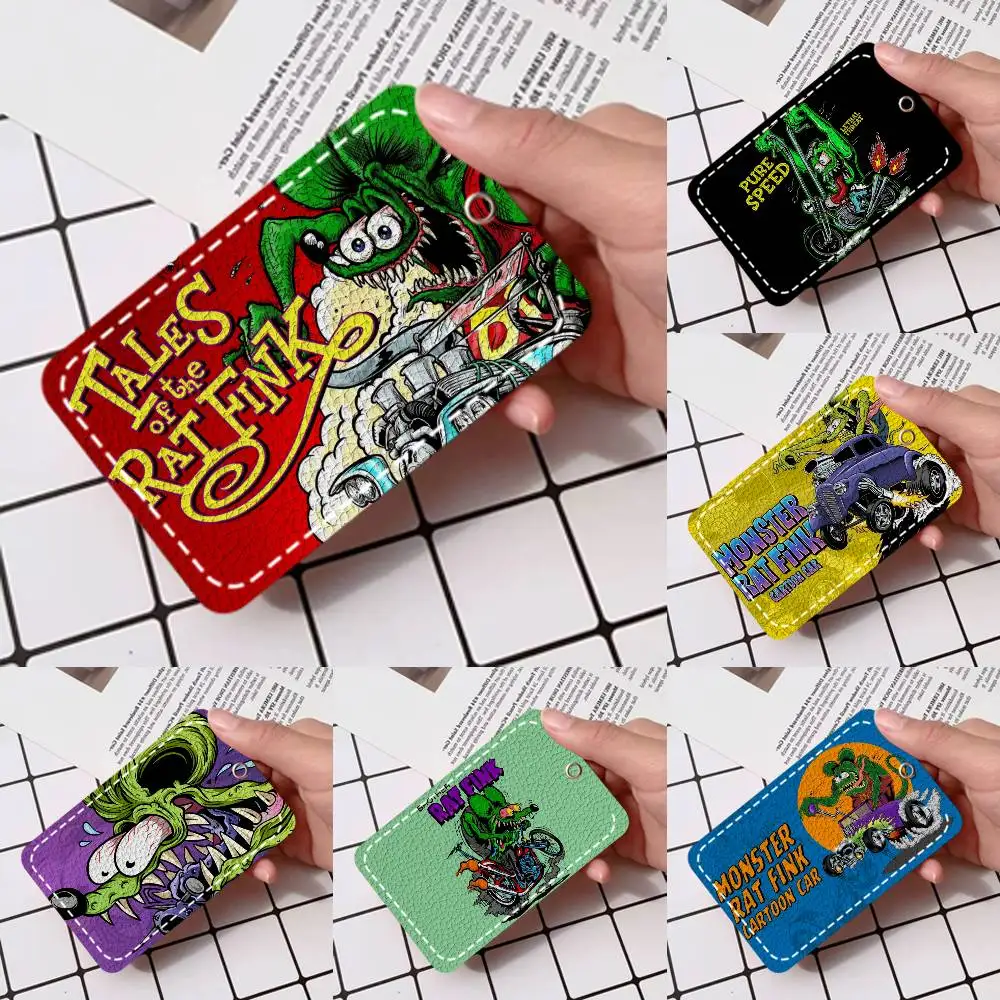 

Держатель для карт Anime Rat Fink, подходит для кредитных карт, проездных билетов, мягкий кожаный прямоугольный брелок для ключей, защитный чехол