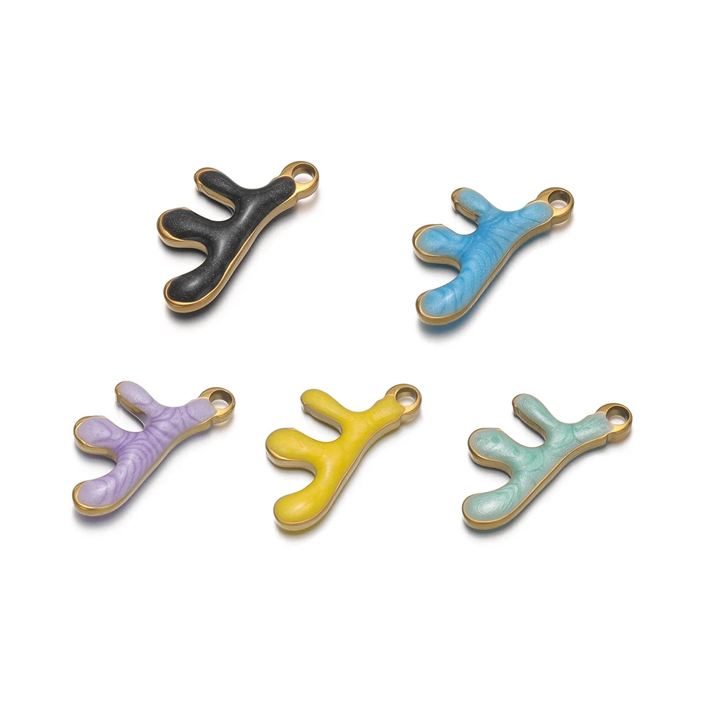 

20Pcs Stainless Steel Little Coral Branch Charms Enamel Cartoon Pendants for DIY Women Jewelry Making Necklace Earrings Material