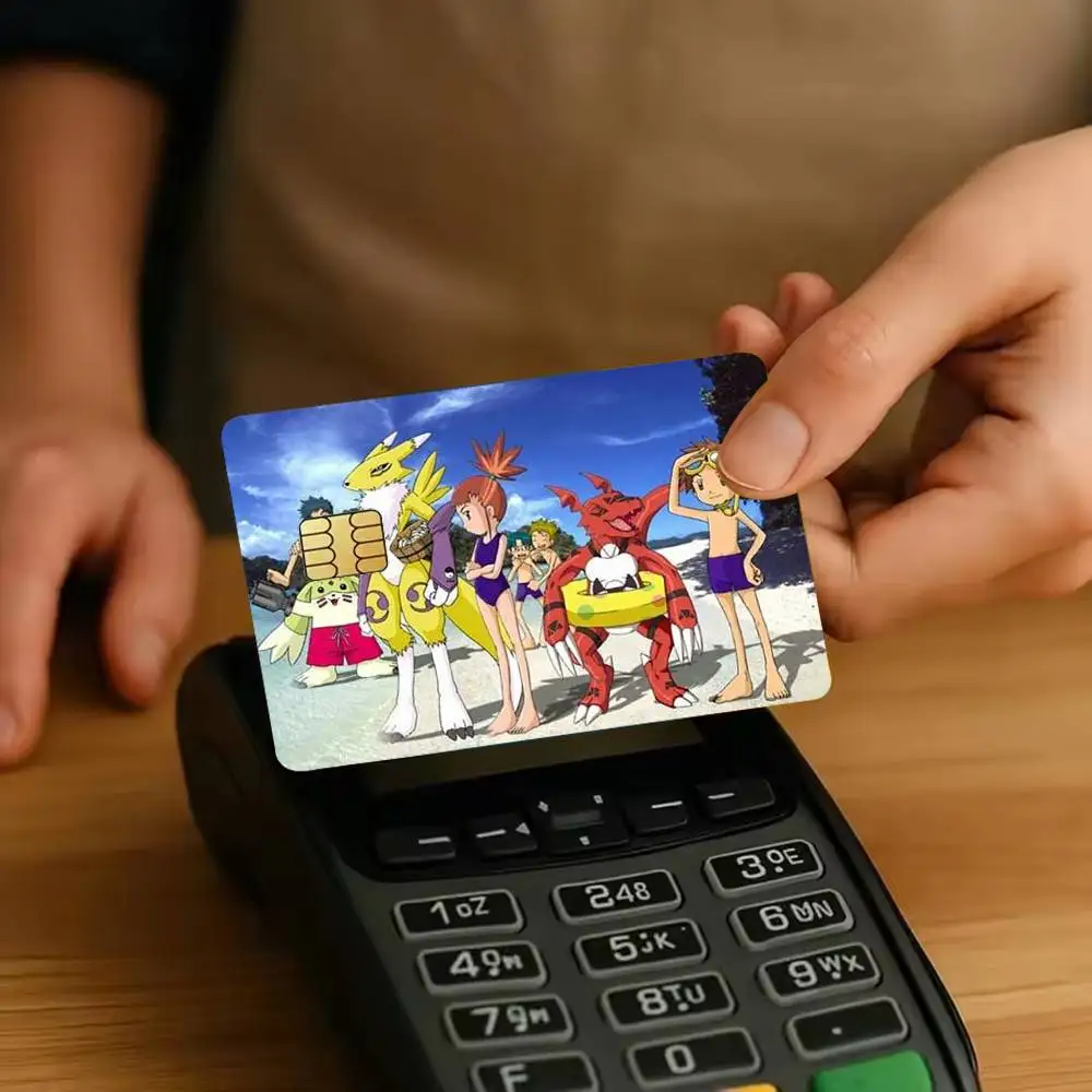 Cartoon Digimon Sticker Film Tape Skin for Credit Card Debit Card Waterproof Stickers