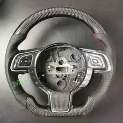 For JAGUAR XJ XJL XF X351 100% Real Carbon Fiber Steering Wheel With Leather (With Paddle Holes)