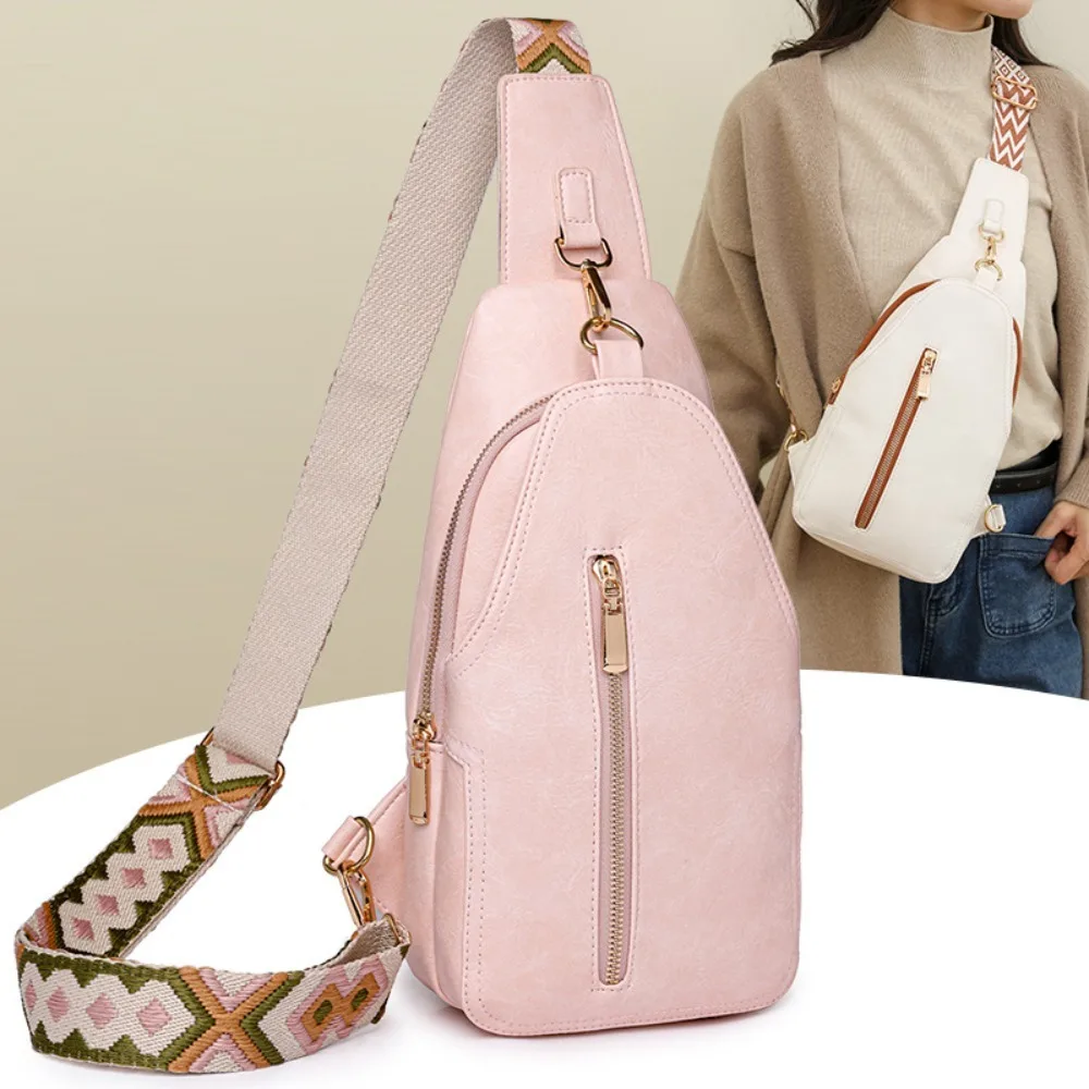 

Portable PU Leather Women's Fanny Pack Simple Western Retro Women Chest Bag Large Capacity Casual Sports Shoulder Bag Sports