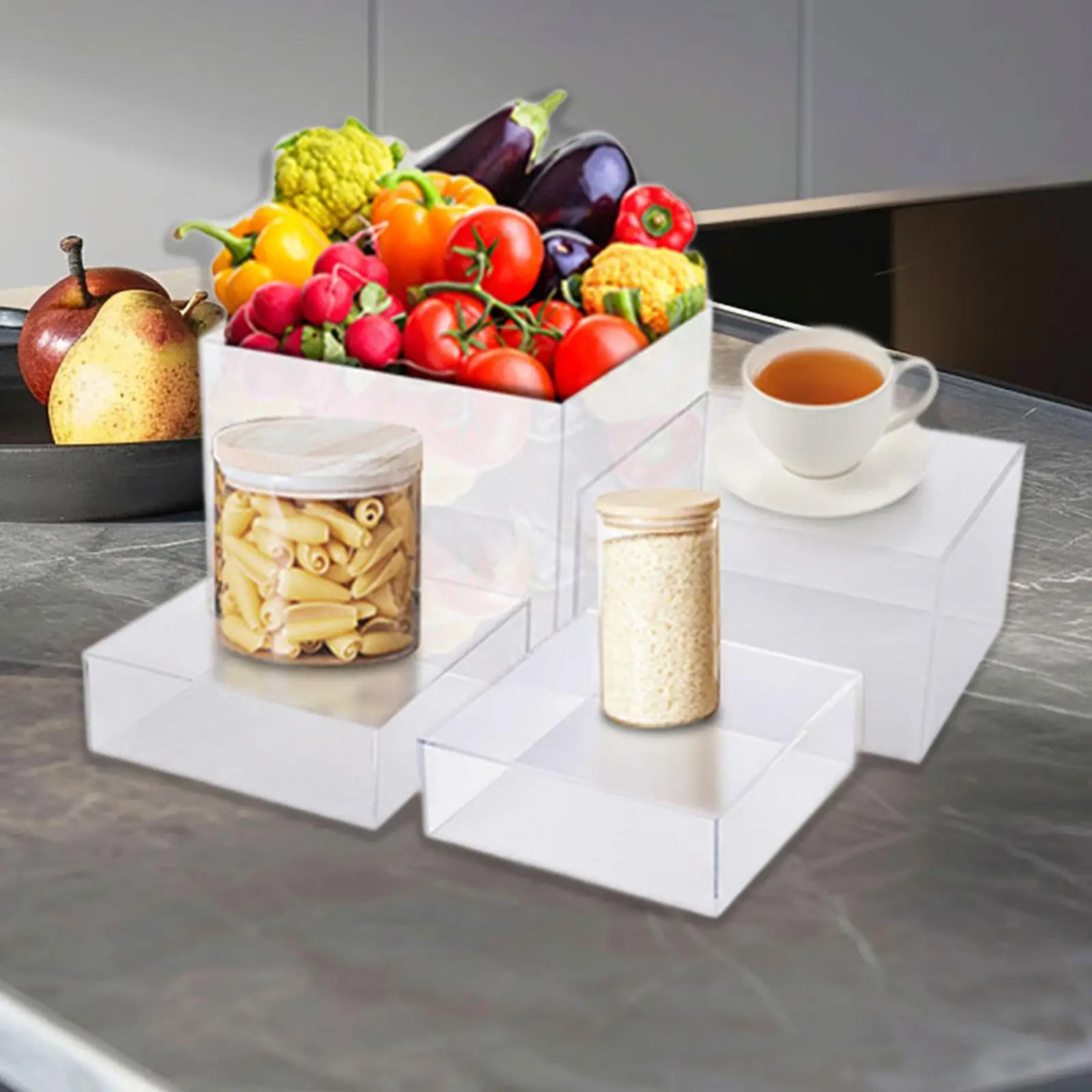 

4 Pieces Acrylic Cube Display Box Riser for Collection Collectibles Dessert