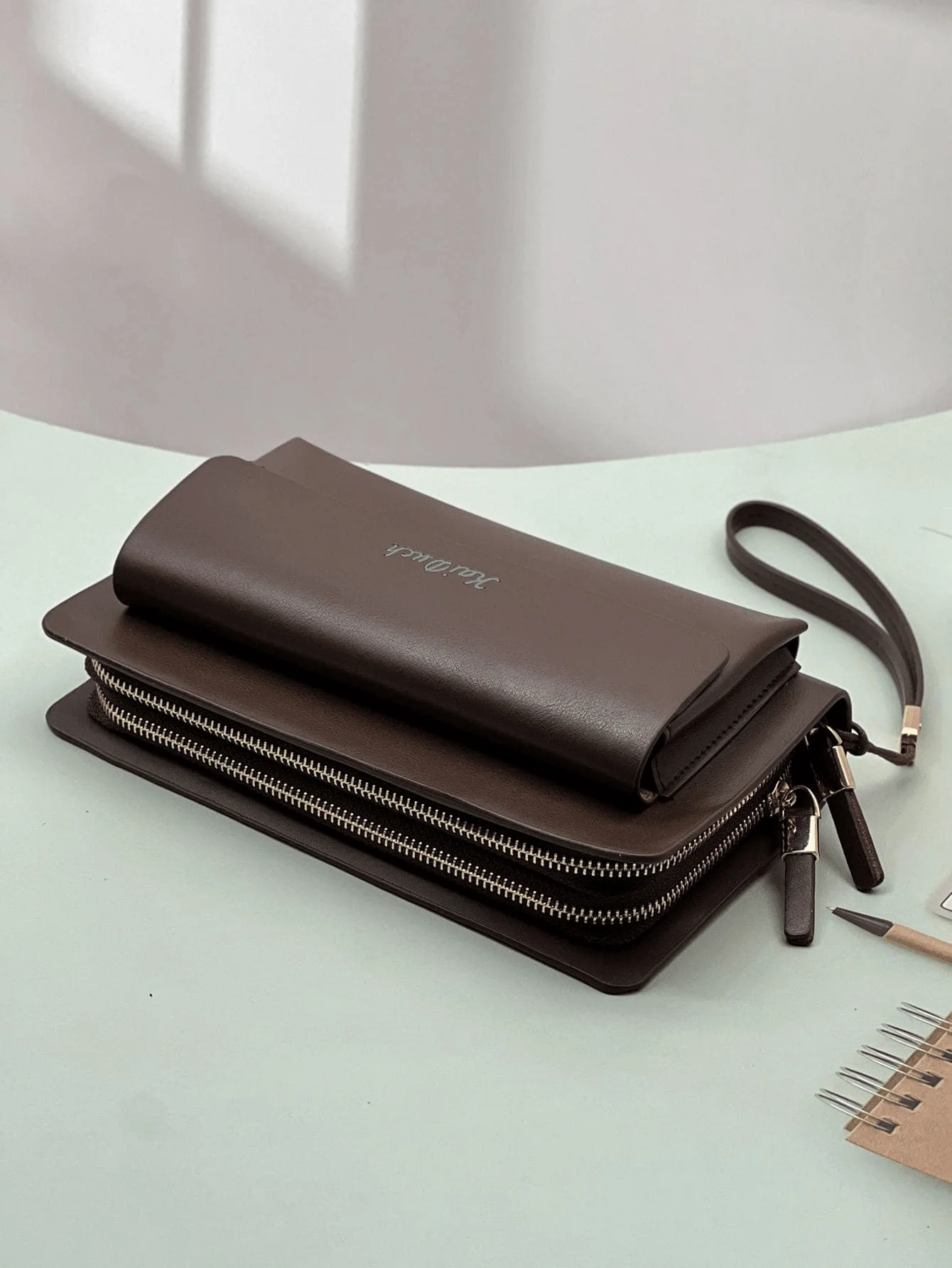 Fashion Retro Clutch Casual Large Capacity Double Zipper Handbag Cell Phone Bag Card Organizer Wallet Wallet Clutch Wristlet Bag