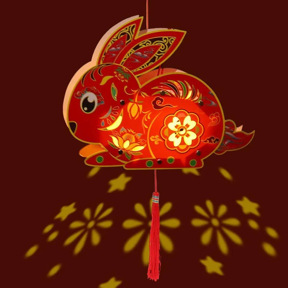 

Cartoon Mid-Autumn Festival Lantern Antique Ancient Rabbit Flower Lantern Chinese Style Traditional Lantern DIY Material Package