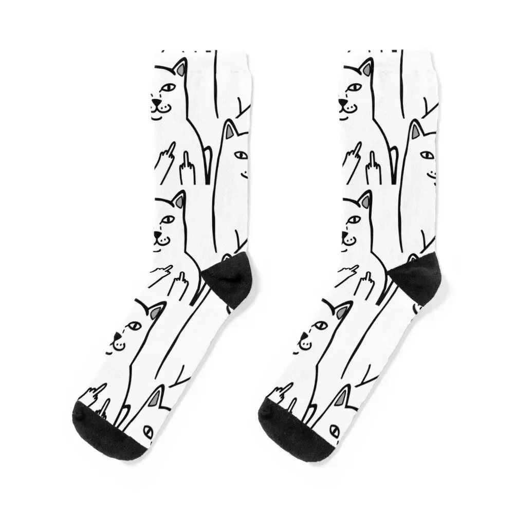 

Cat Flip Off Socks colored with print winter thermal custom sports Men Socks Women's