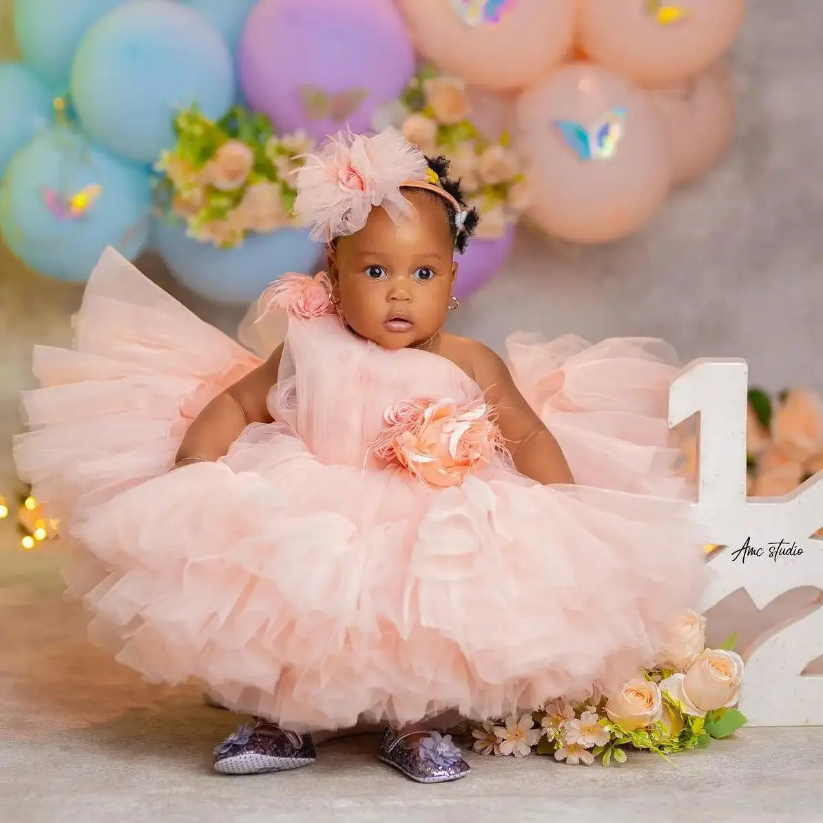 Robes de demoiselle d'honneur en tulle rose pour mariages, à fleurs, pour enfants, petite mariée, soirée, première communion, Rh, quelque soit