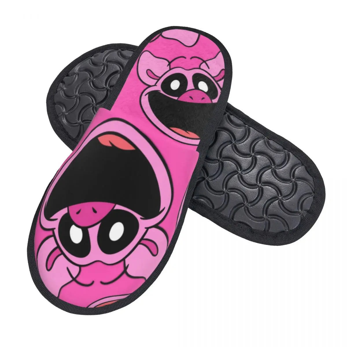 Custom Smiling Critters Pickypiggy Pattern Soft Scuff With Memory Foam Slippers Women Scarry Animated Game Hotel House Shoes