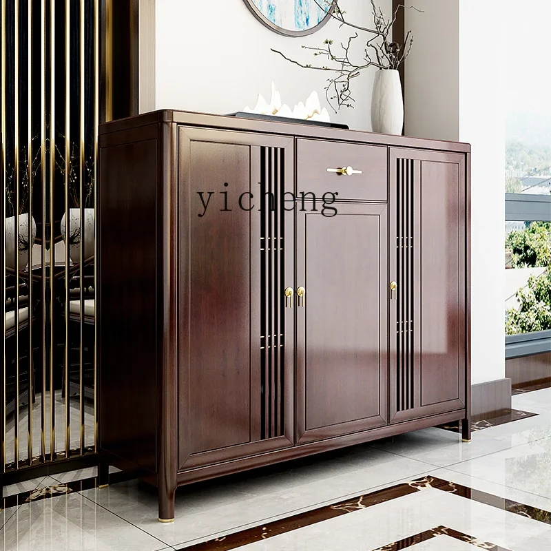 

TWR Solid Wood Large Capacity Pure Storage Cabinet Sandalwood Entryway Hall Cabinet