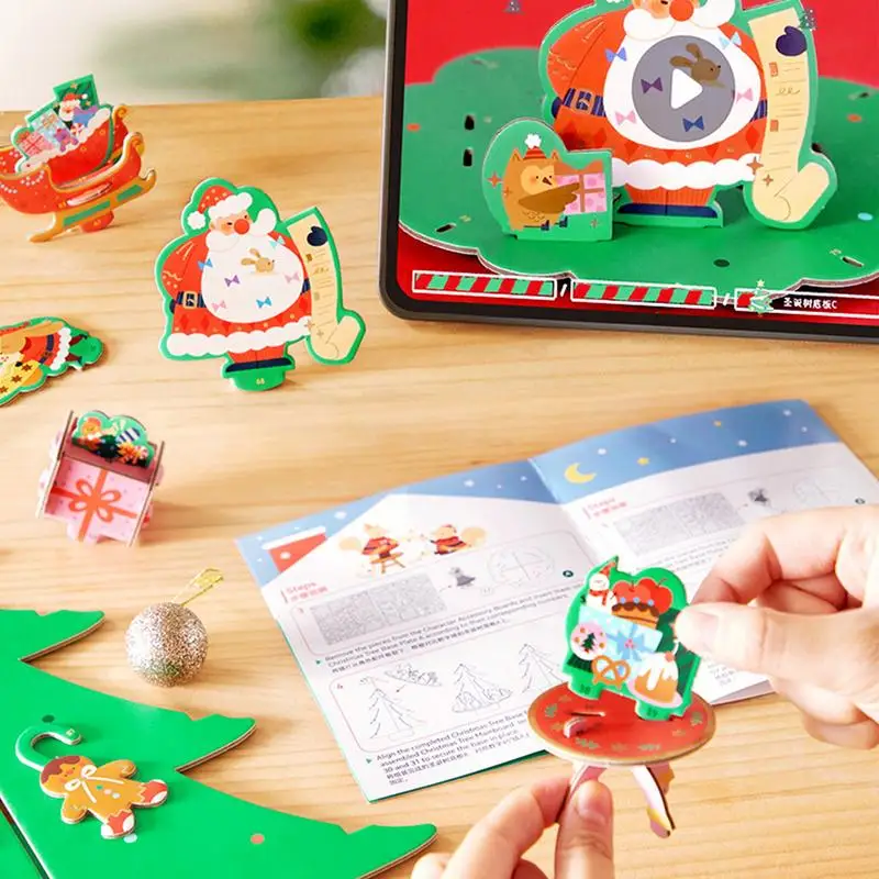 3D Christmas Puzzles Building Kit 3D Puzzles Music Box Desk Decor Handmade 3D Christmas Tree Educational Toys For Kids Adults