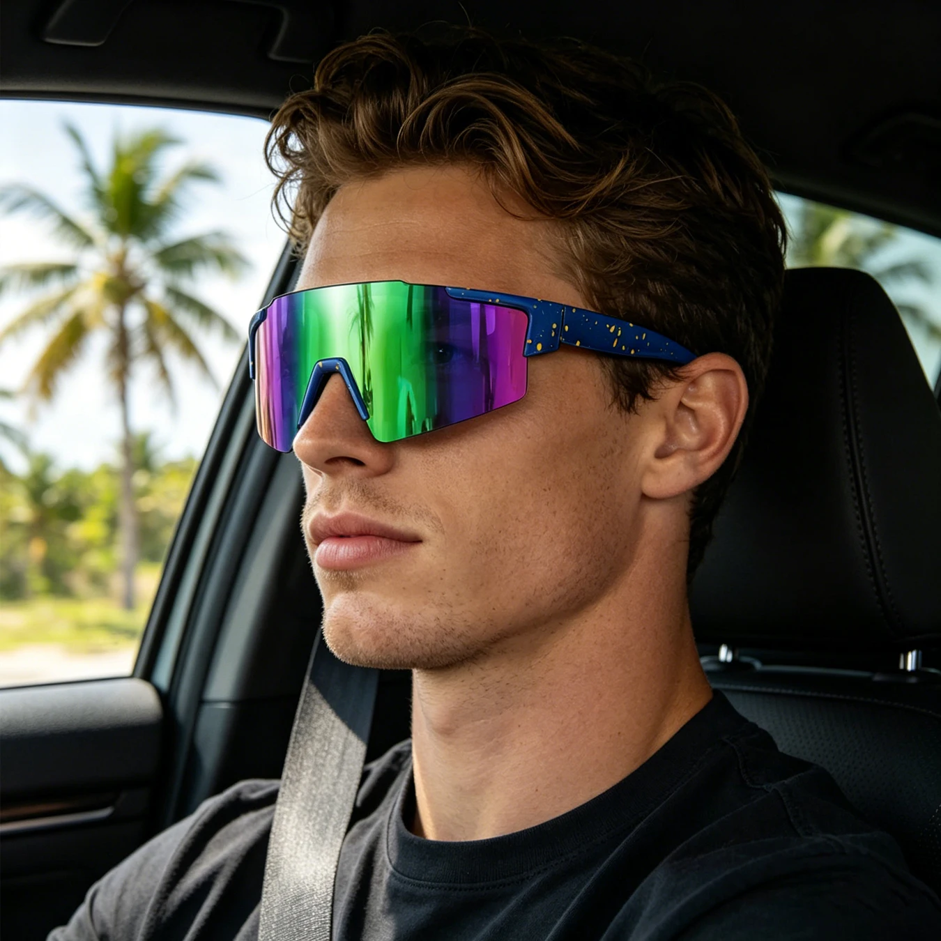 UV400 Winddichte Sport-Sonnenbrille mit Großen Gläsern für Radfahren, MTB, Modische Markenbrille für Männer und Frauen, Fahrrad-, Fahr- und Angelbrille