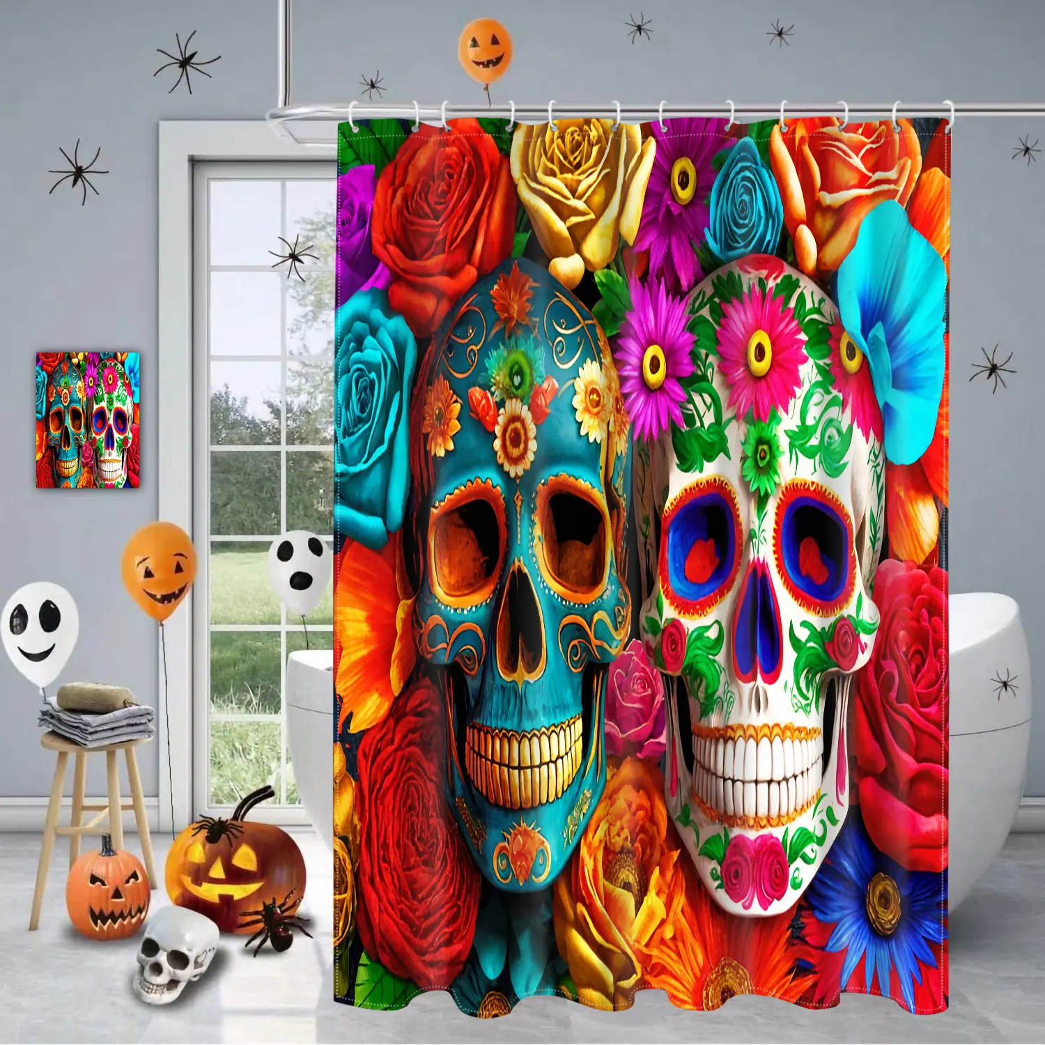 

Halloween Bathroom Shower Curtain Horror Wizard Waterproof fabric bathroom Curtain With 12 Hooks Sunflower Home Deco Free Ship