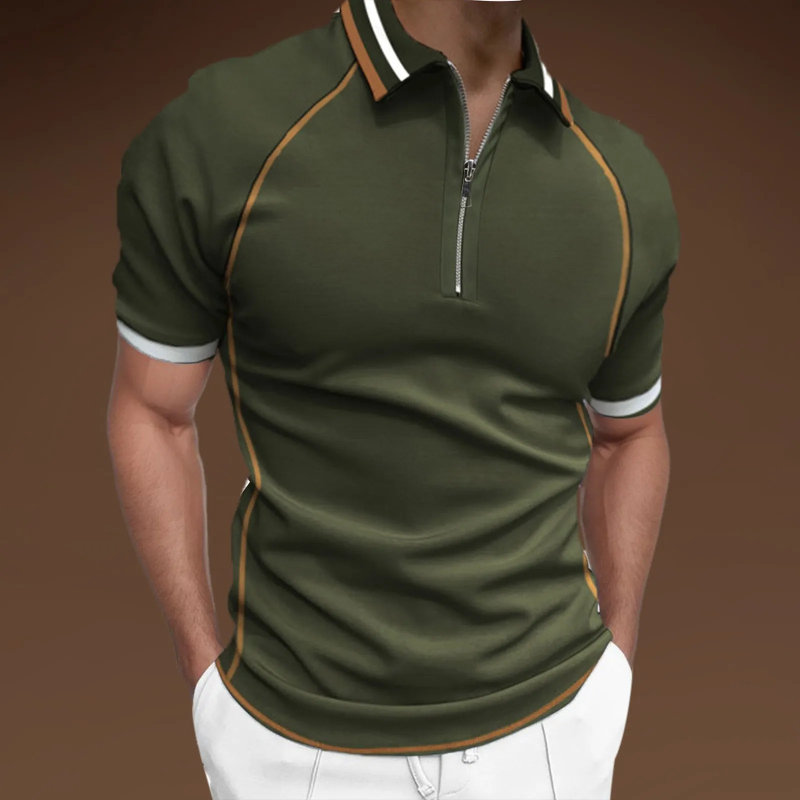 Camiseta holgada de manga corta para hombre, camisa con solapa y cremallera, estampado Digital 3D, estética informal, moda de primavera y verano