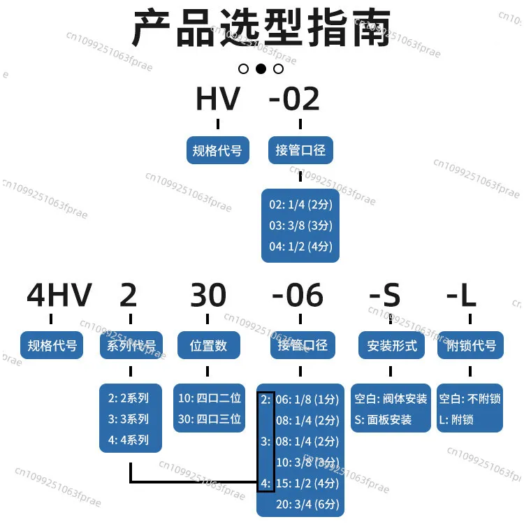 Three-position four-way hand valve HV-02/0304 pneumatic switch control valve 200D reversing 、cylinder manual valve