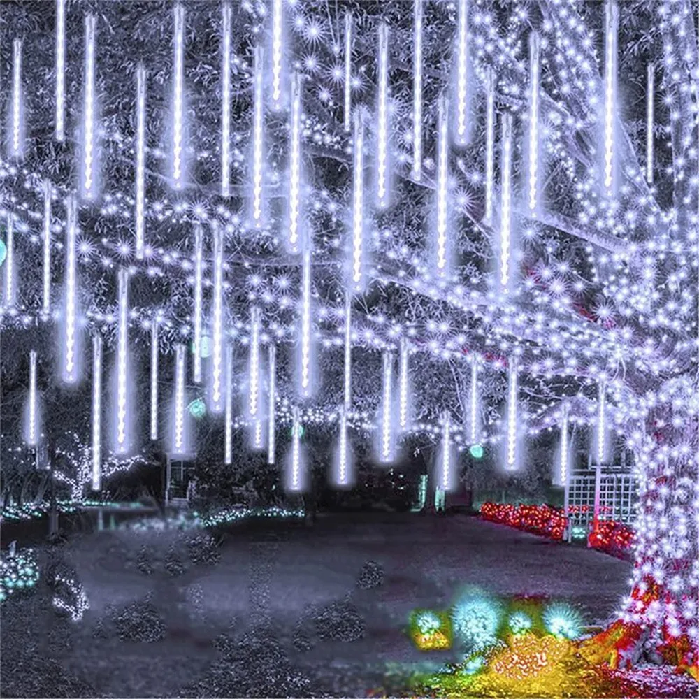 Imagem -02 - Meteor Shower Rain Led String Lights Tubes Fairy Guirlandas Decorações de Natal Árvore Festa ao ar Livre Feriado Casamento