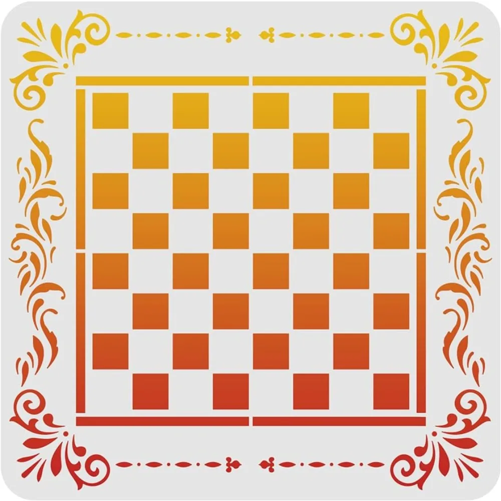 

Modern Checkerboard Template 11.8x11.8inch Painting Chess Checkers Lined Gameboard Family Game Home Decor Gift Best Vinyl Large