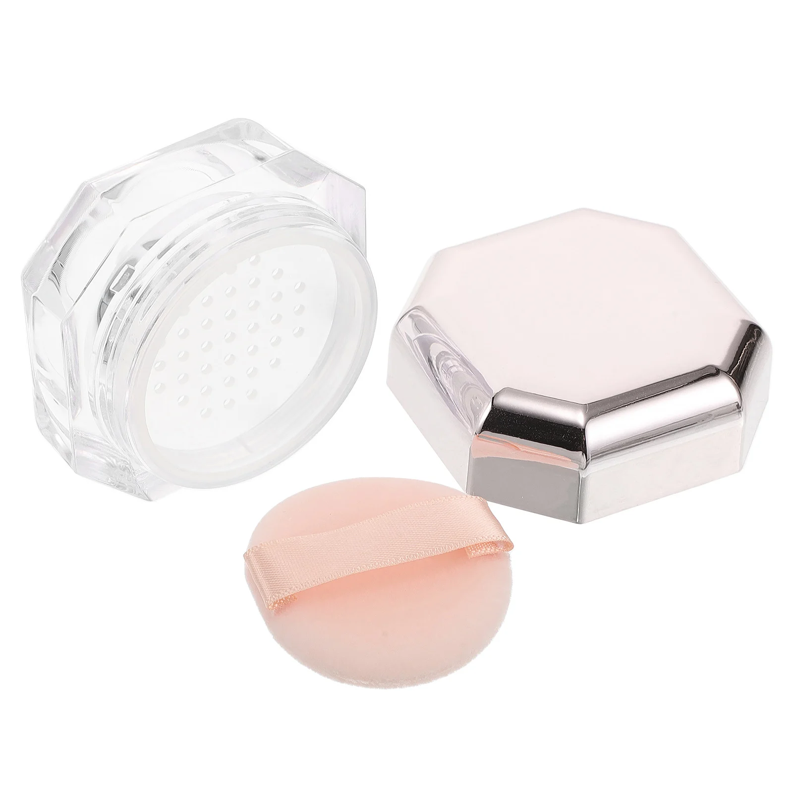 

1 set Mini Loose Powder Boxes Empty Travel Containers Compact Rose Gold Lightweight Builtin Puff Refillable Portable Plastic Jar