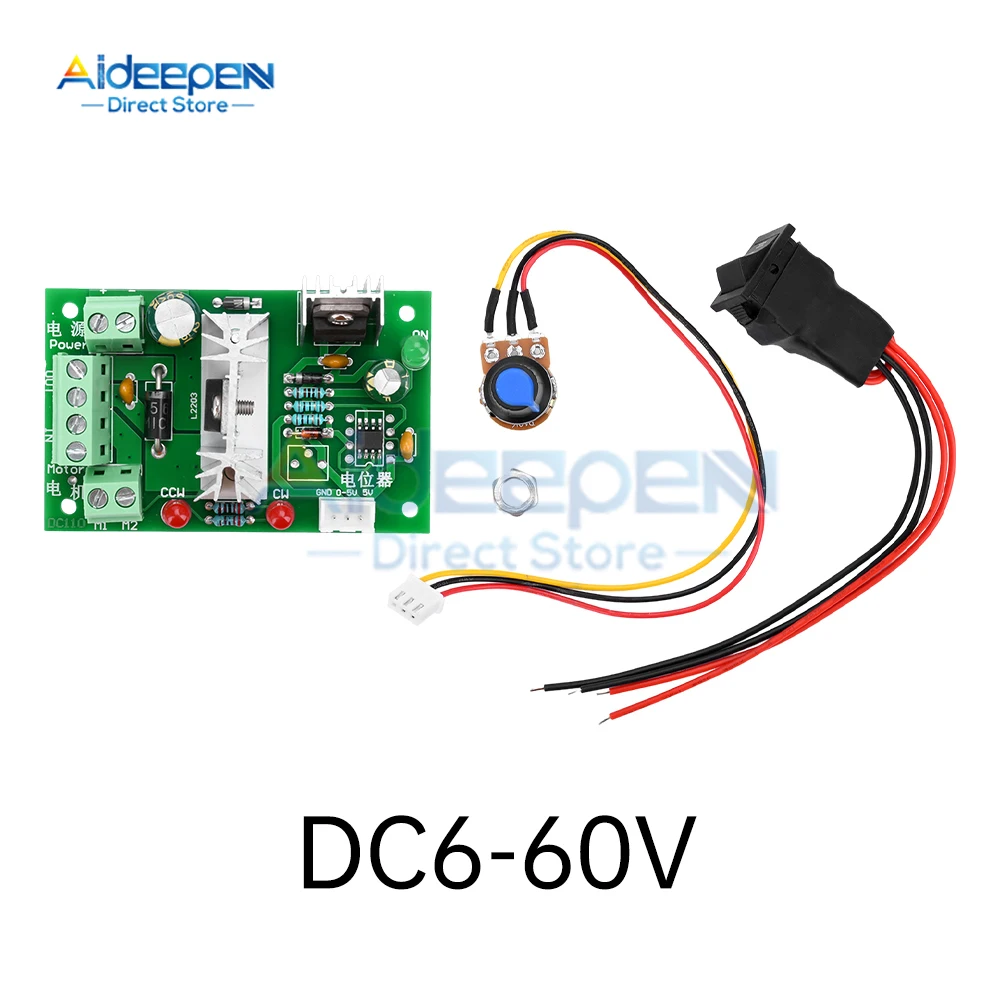 DC6-60V Motor Speed Controller Module High Power 30A PWM DC Motor Speed Regulator Barrier Terminal Blocks 6V 12V 24V 36V 48V 60V