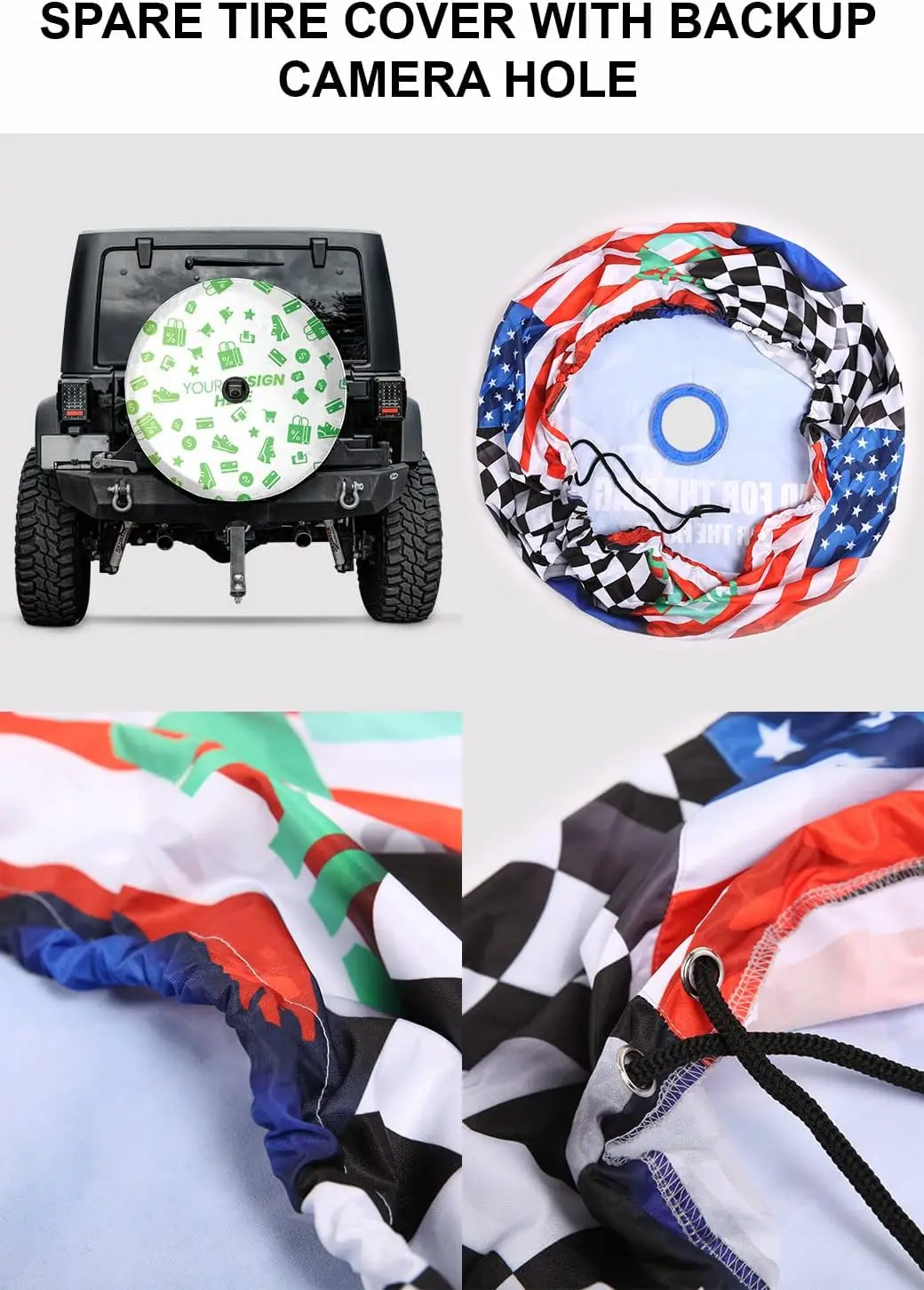 غطاء إطار احتياطي خفيف لعيد الميلاد الرنة مع أو بدون فتحة كاميرا احتياطية، غطاء إطار احتياطي مطبوع عليه حيوان الرنة متعدد المقاسات