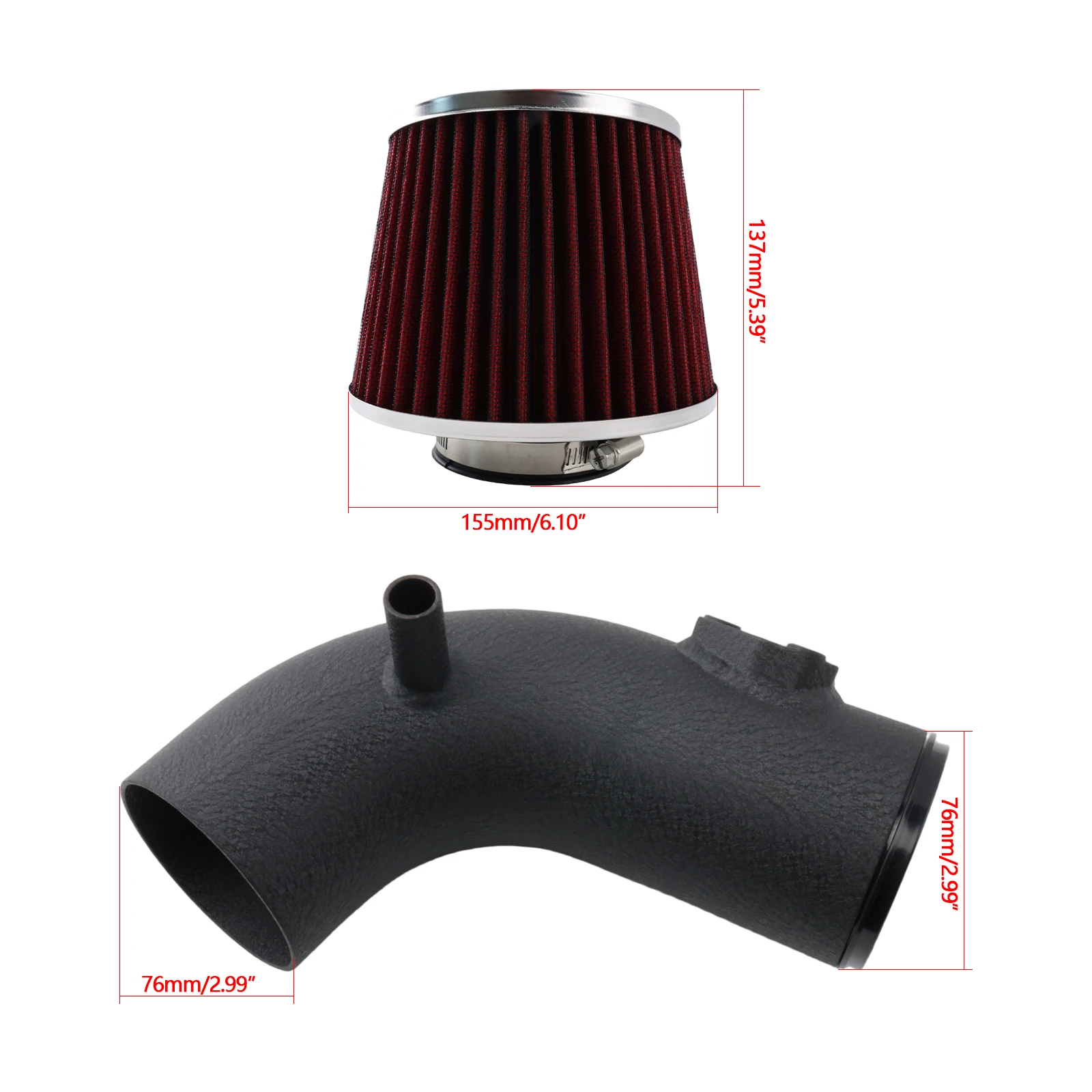 Engine Dry Air Filter+Intake Pipe+Heat Shield Set for  2006-2011 Honda Civic 1.8L 4-Cyl