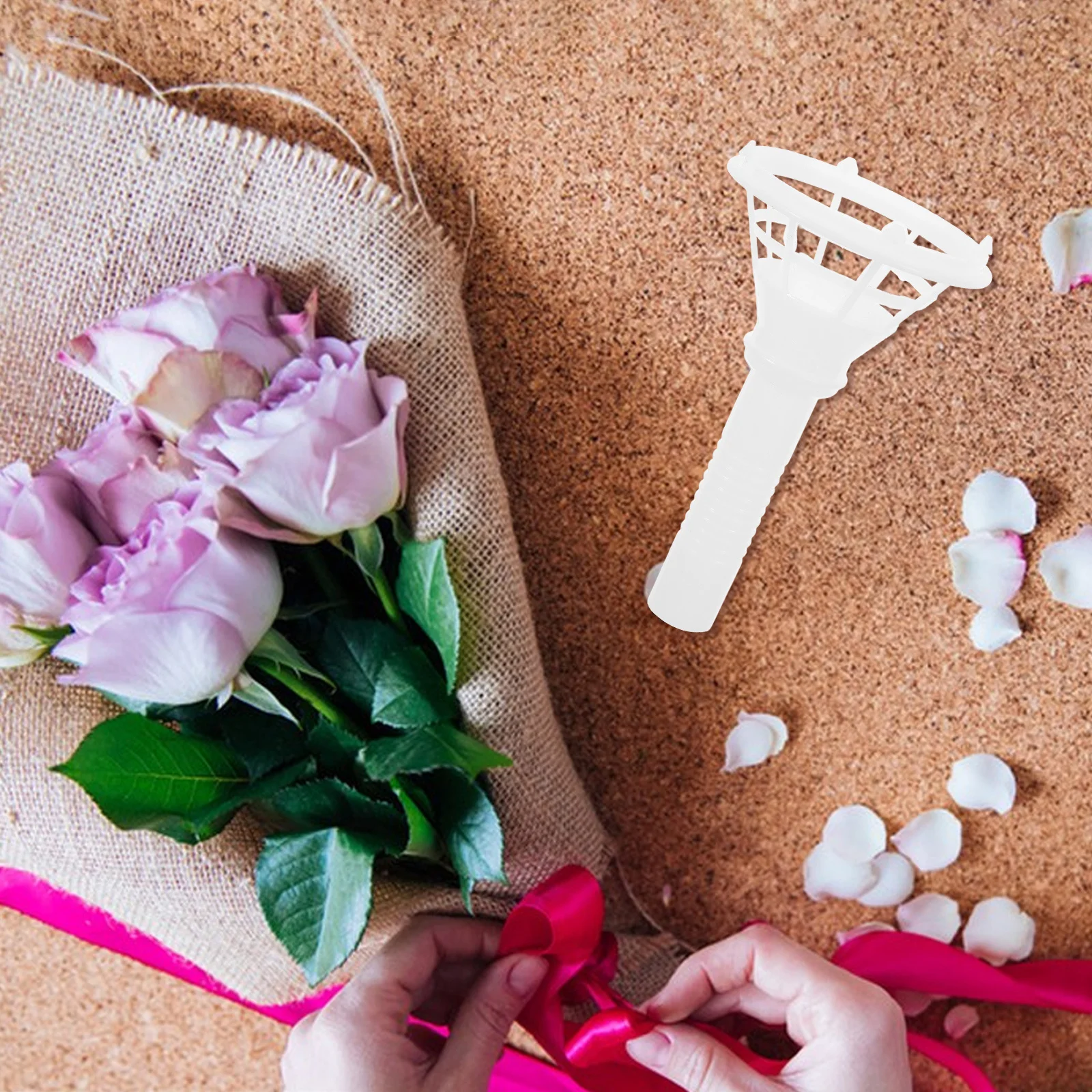 

1pcs Bridal Lightweight Ergonomic Handle For Wedding Floral Arrangements Diy Flower Projects Portable Artificial Flower Support