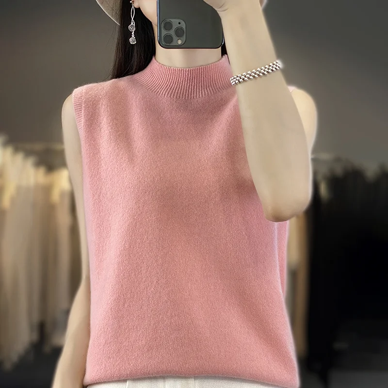 

A Pure Wool Women's Round-Neck Sleeveless Vest, A Fashionable, Light And Comfortable Knitted Sweater In Korean Style-WQ811