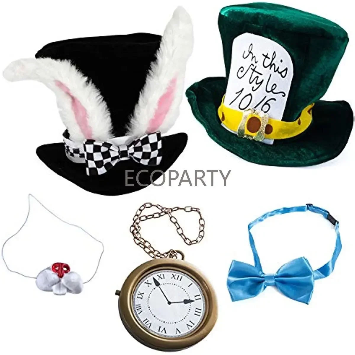 

White Rabbit Costume - Bunny Costume 5 Pc Playing Cards Role Playing 4 Pcs Costume cosplay Women Men halloween costumes for men