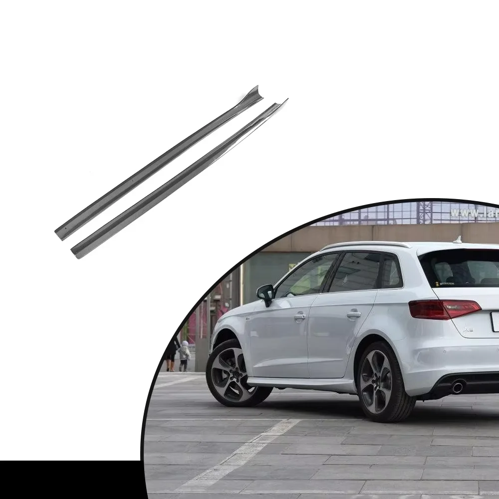 Product Customization Car S3 Carbon Fiber Side Skirts Extensions forAudi A3 S-LINE S3 2014-2016 Carbon Black