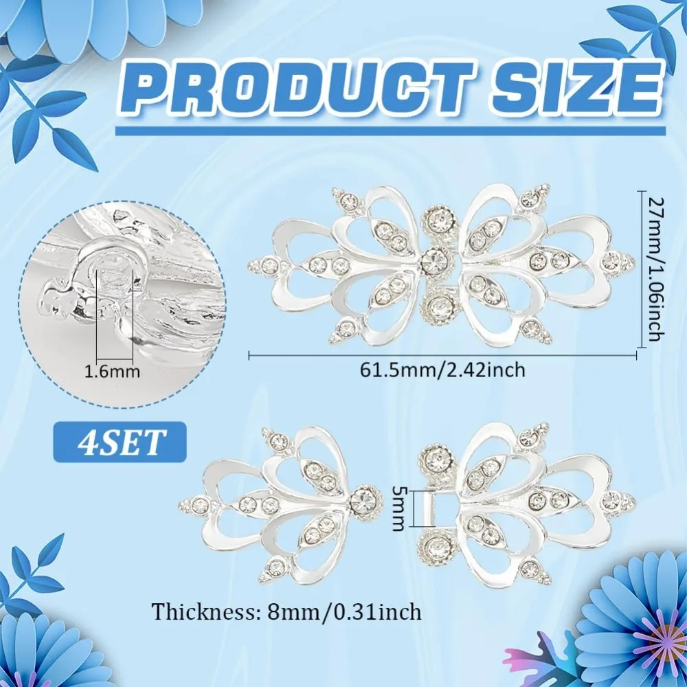 4 قطعة مشبك عباءة السحابات سترة خمر دوامة كليب كيب كليب مع حجر الراين الأزهار شكل المفاجئة المشابك سترة #2