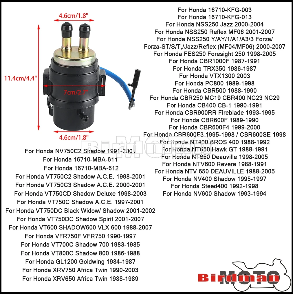 For Honda NSS250 Jazz Reflex MF06 VTX1300 NTV600 Revere PC800 Motor Gasoline Petrol Fuel Pump Assembly Accessories Replacement