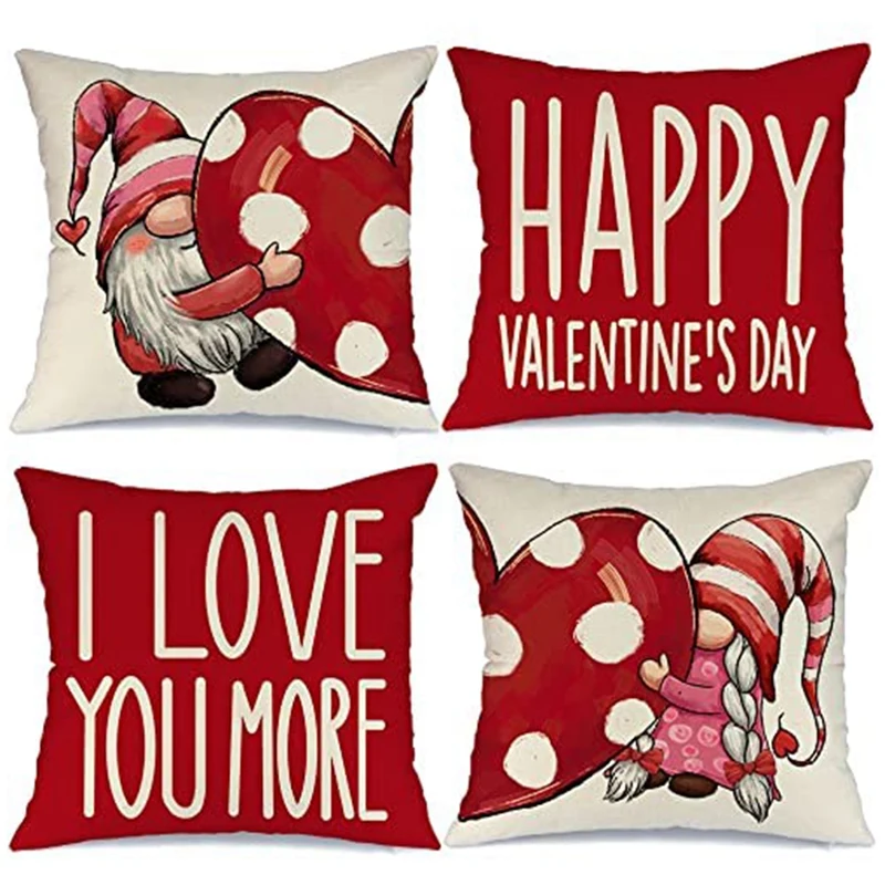 

Valentine's Day Pillow Case Valentine's Day Decoration Suitable For Family Red Polka Dot Love Dwarf Pillow