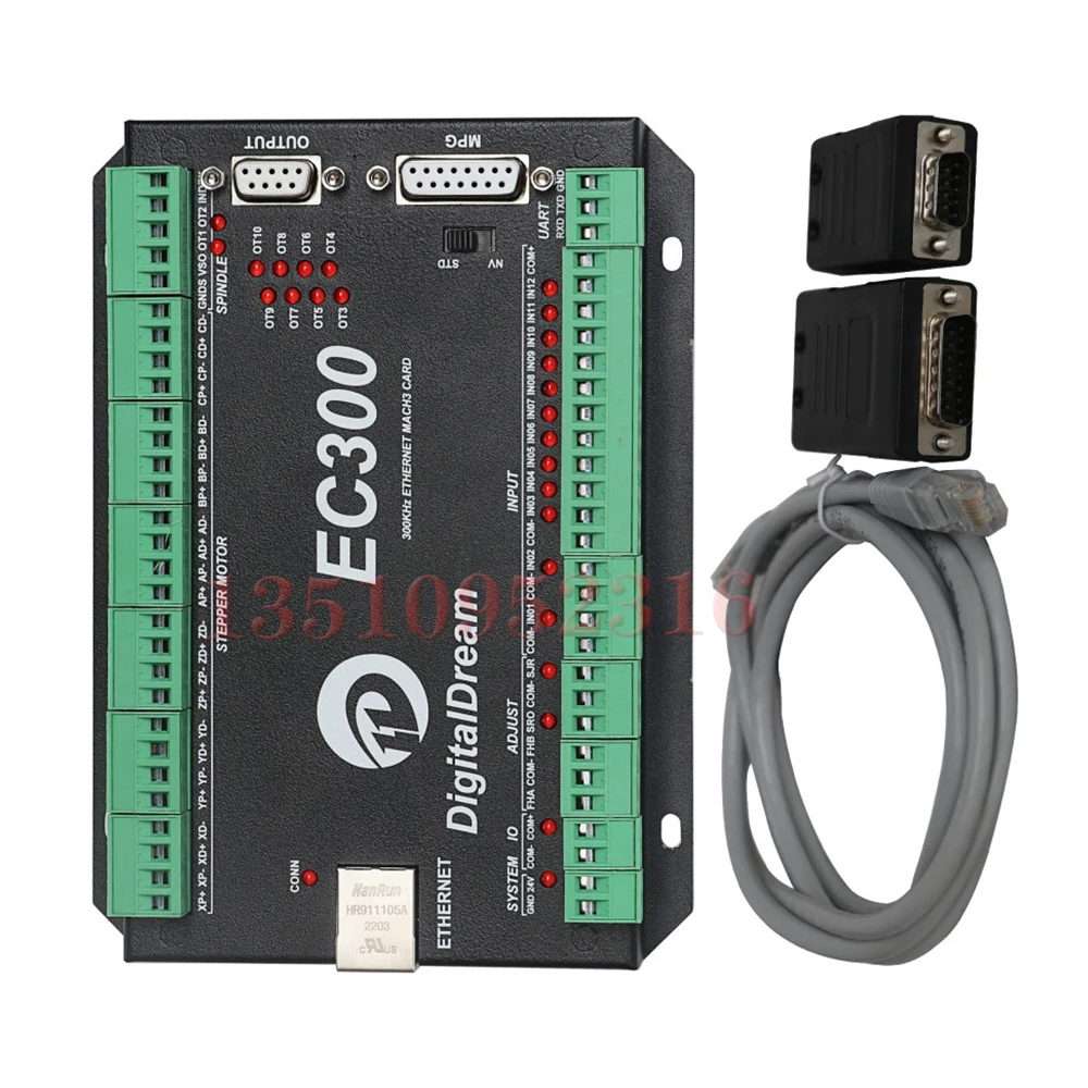 ترقية جديدة Ec300 Mach3 إيثرنت بطاقة التحكم التصنيع باستخدام الحاسب الآلي وحدة تحكم الحركة واجهة المجلس 300 كيلو هرتز لآلة التوجيه باستخدام الحاسب الآلي أداة مخرطة