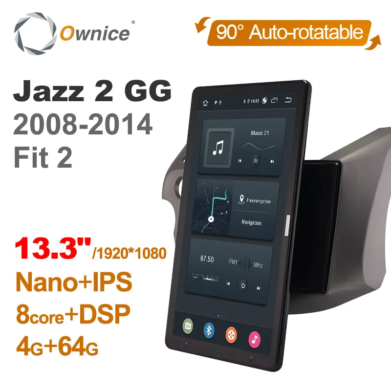 1920*1080 Nano Ownice Android 12.0 for Honda Jazz 2 GG 2008-2014 Fit 2 Car Radio Audio 13.3