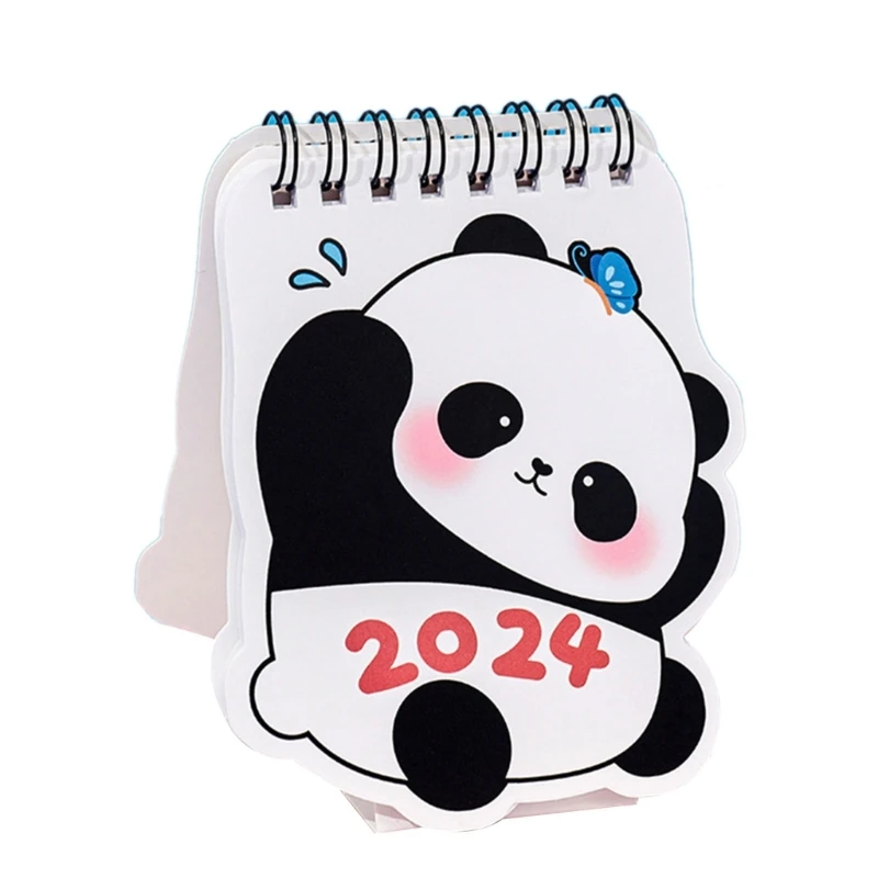 2024 Tischkalender, Mini-Pandas-Kalender, Flip-Planer für Zuhause, Büro, Schule